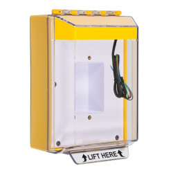 STI-14430NY STI Yellow Universal Stopper Low Profile Cover Back Box Sealed Mounting Plate and Hood w/ Horn and Relay - No Text