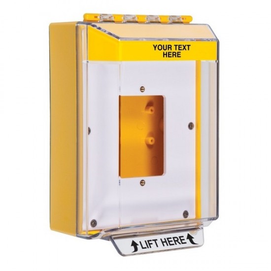 STI-14510CY STI Yellow Universal Stopper Low Profile Cover Back Box Open Mounting Plate and Hood - Custom Text