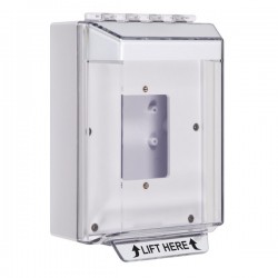 STI-14510NW STI Universal Stopper Low Profile Cover Enclosed Back Box, Open Mounting Plate and Hood - No Label - White