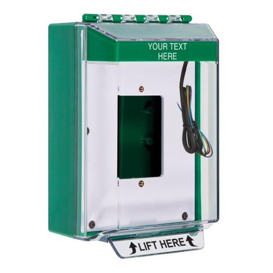 STI-14530CG STI Green Universal Stopper Low Profile Cover Back Box, Open Mounting Plate and Hood w/ Horn and Relay - Custom