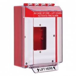 STI-14530FR STI Red Universal Stopper Low Profile Cover Back Box Open Mounting Plate and Hood w/ Horn and Relay - Fire