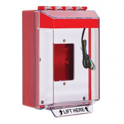 STI-14530NR STI Red Universal Stopper Low Profile Cover Back Box Open Mounting Plate and Hood w/ Horn and Relay - No Text