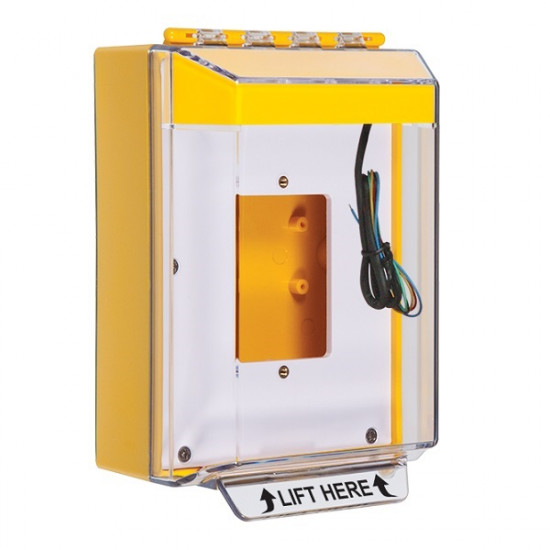 STI-14530NY STI Yellow Universal Stopper Low Profile Cover Back Box Open Mounting Plate and Hood w/ Horn and Relay - No Text