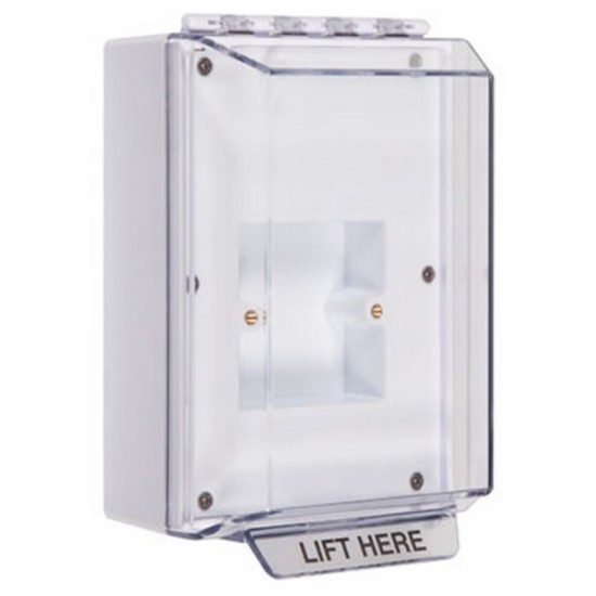 STI-14800NW STI White Universal Stopper Low Profile Cover Back Box European Sealed Mounting Plate - No Text