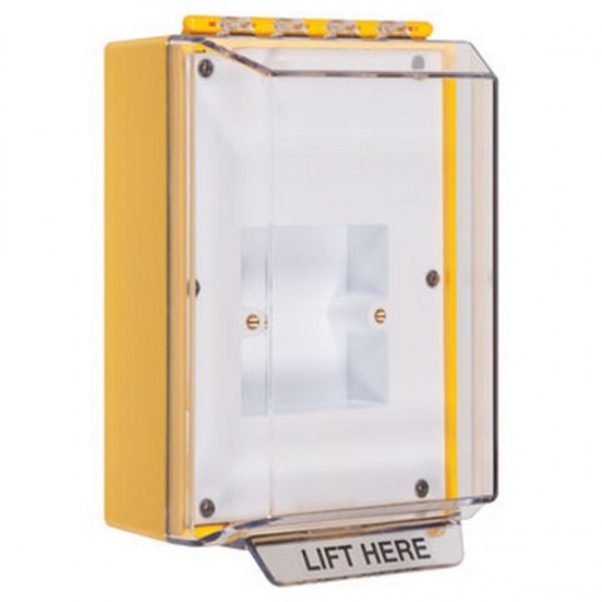 STI-14800NY STI Yellow Universal Stopper Low Profile Cover Back Box Sealed Mounting Plate w/Horn - No Text