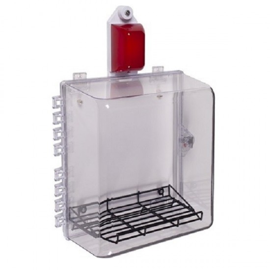 STI-7535MED STI Polycarbonate Cabinet with Wire Shelf, Siren/Strobe Alarm & Thumb Lock